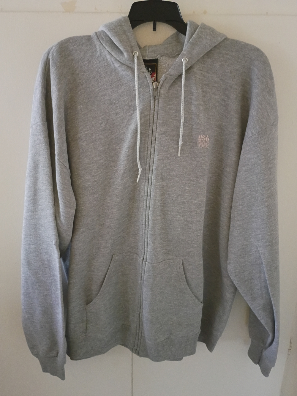 Gray Full-Zip Hoodie with USA Logo